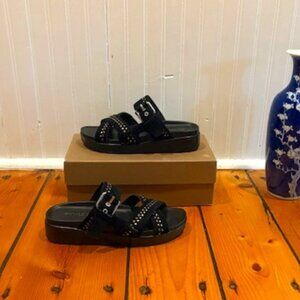 Donald Pliner Faraz Women's Platform Wedge Slide Sandal in Black, Size 7